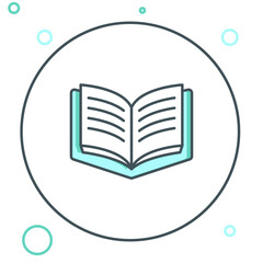 Poster - Line Open book icon isolated on white background. Colorful outline concept. Vector