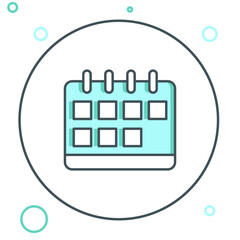 Poster - Line Calendar icon isolated on white background. Event reminder symbol. Colorful outline concept. Vector