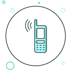 Poster - Line Smartphone with free wi-fi wireless connection icon isolated on white background. Wireless technology, wi-fi connection, wireless network. Colorful outline concept. Vector