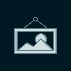 Poster - Line Picture icon isolated on black background. Flat filled outline style with shadow. Vector