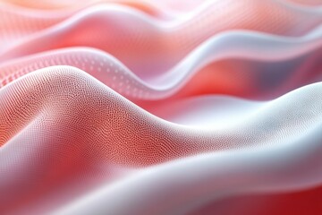 Poster - Abstract fabric waves in soft pink and white tones flowing gracefully in a serene composition