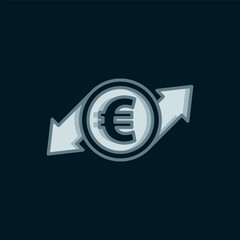 Poster - Line Financial growth and euro coin icon isolated on black background. Increasing revenue. Flat filled outline style with shadow. Vector