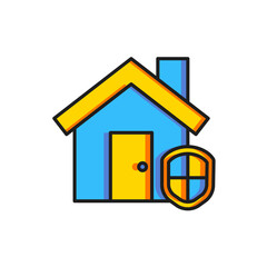 Poster - color house under protection icon isolated on white background. home and shield. protection, safety,