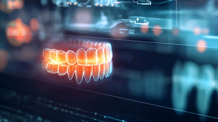 Poster - digital dental technology revolution 3d printed teeth models in high-tech laboratory environment