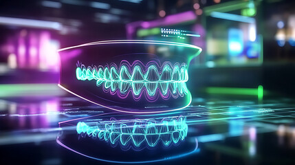 Poster - Innovative dental technology 3d visualization of teeth dental clinic digital art modern setting futuristic viewpoint