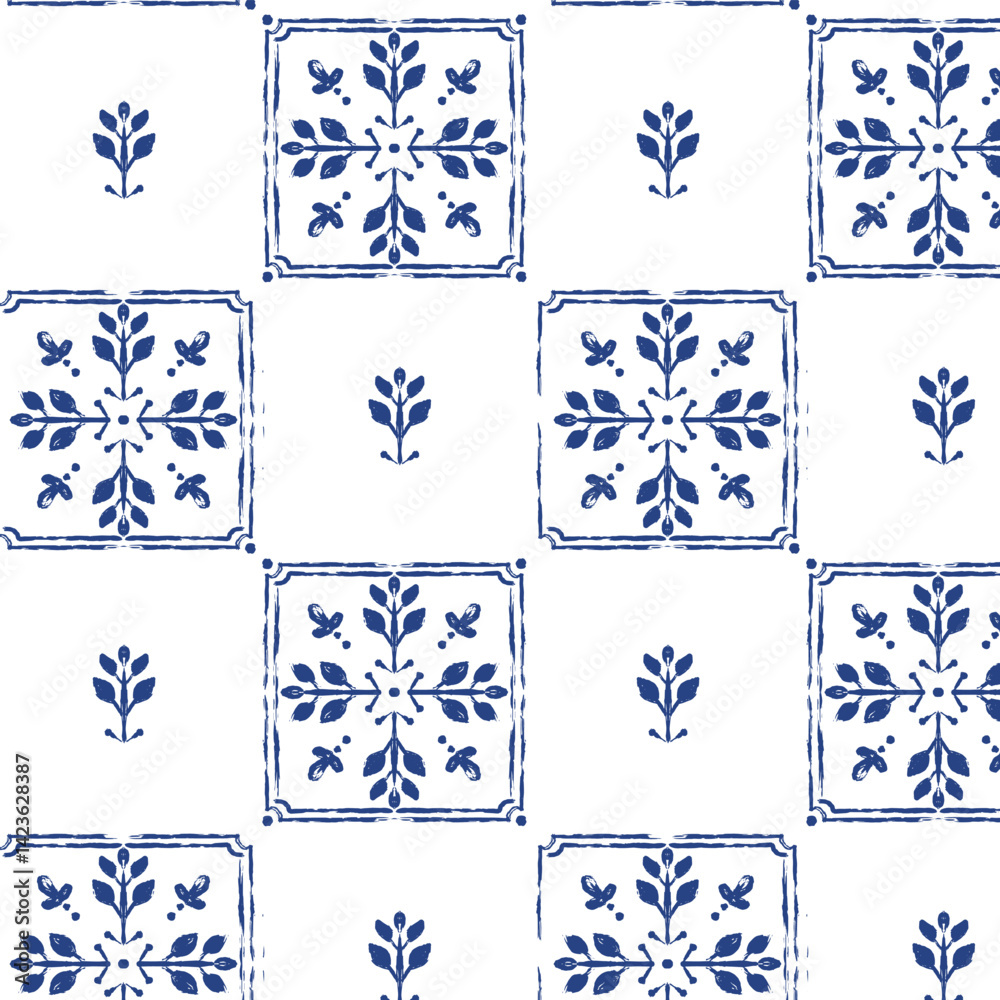 Italian Style Pattern A vector hand-drawn Italian style ornament pattern. Symmetrical floral ...