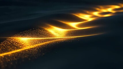 Poster - Golden lights dance across the dark sand in a mesmerizing swirl of beauty and tranquility during a serene evening Generative AI