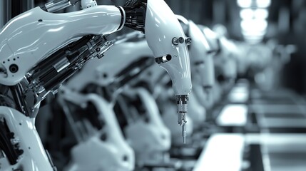 Poster - A robotic assembly line with highly reliable precision manufacturing.