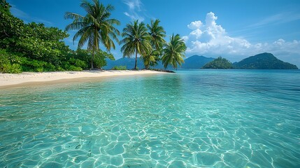 Wall Mural - tropical island surrounded by crystal clear turquoise waters