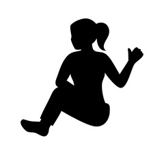 Poster - Silhouette of woman sitting pose with ponytail raised hand vector illustration graphic design