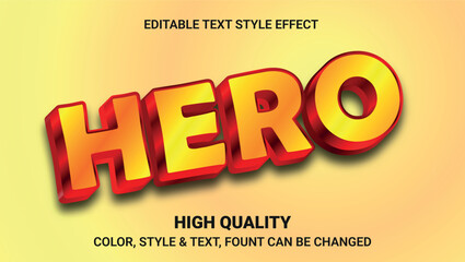 Poster - Editable yellow and red 3d text effect with bold word hero on gradient background for design use	
