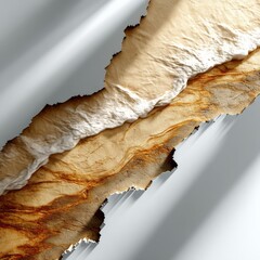Poster - Abstract Art: Layered Textures of Rough Brown Surface and Creamy White Texture in Natural Light 
