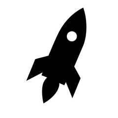 Poster - Rocket ship vector icon illustration, simple black rocket design for space travel and technology use