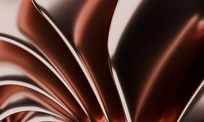 Poster - Abstract Copper Metallic Sculpture with Dynamic Flowing Curves in a Minimalist Setting