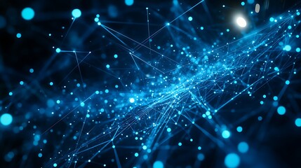 Poster - Connected Network of Glowing Blue Dots and Lines Abstract Background