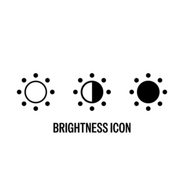 Brightness Icons Pack Black with White Background Flat Design Vector Illustration