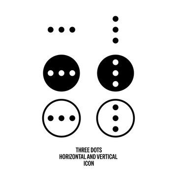 Three Dots Horizontal and Vertical Icons Pack Black with White Background Flat Design Vector Illustration