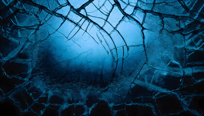 Fototapete - Cracked surface revealing blue background beneath