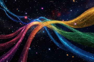Poster - Colorful cosmic waves flow through the galaxy, creating a stunning visual of space movement