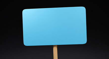 Aufkleber - empty blue sign on a brown wooden stick. blank billboard with space to write a message. clean object