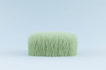 light green grass patch on light blue background