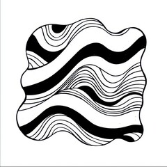 Poster - Abstract Black and White Wavy Lines Illustration