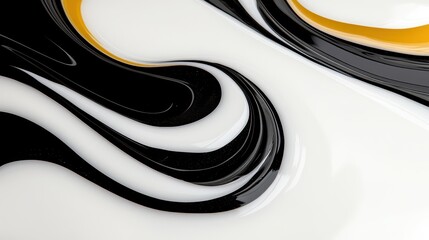 Poster - Abstract Swirling Black White and Gold Paint Texture