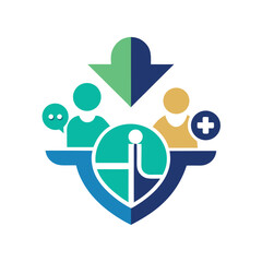 Poster - Health focused minimalist logo designed for healthcare consultancy showcasing collaboration and wellness symbols in a modern style