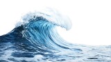 Ocean Wave Curling and Breaking with Foam and Spray Isolated on White