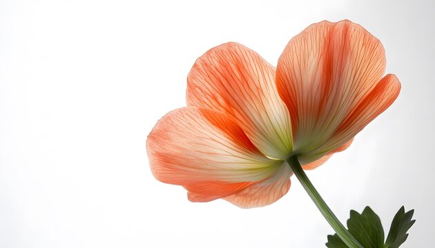 Orange flower against a white background.