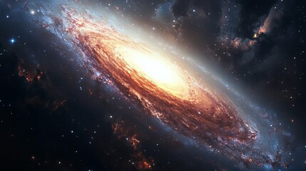stunning spiral galaxy cosmic nebula space background image sky red art dark blue gold fire stars