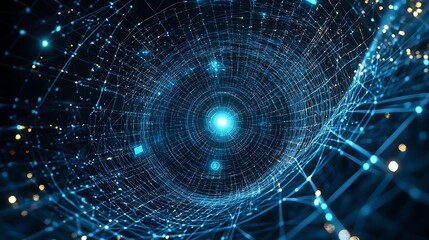 Poster - Abstract Network Tunnel with Glowing Center Point for Technology Concept