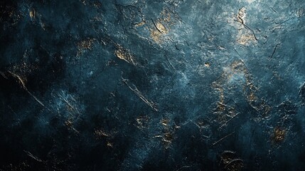 Poster - Dark blue and gold textured wall background showing rough plaster surface