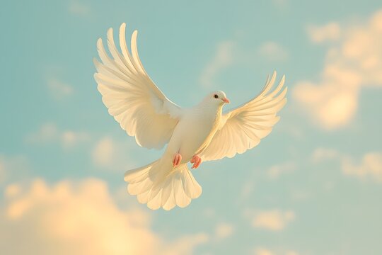 White dove flying in the sky