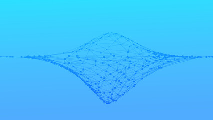 Leinwandbilder - Abstract plexus 3d wave. Dots connected by lines. Minimalist mesh backdrop. Abstract polygonal shape.