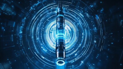 Poster - futuristic digital core technology abstract blue glowing energy powerful system modern design innova