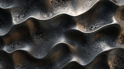 Aufkleber - Dark metallic background with wavy pattern reflecting light