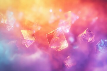 Poster - Colorful crystal formations floating in a dreamy background of vibrant hues