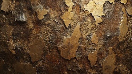 Poster - Abstract texture of a rough weathered stone surface with gold paint