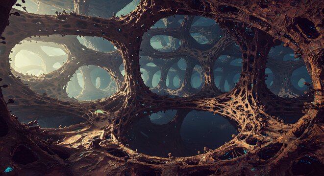 Abstract Organic Structure Interconnected Hollows