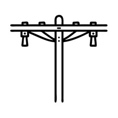 Poster - Utility Pole Icon with Cables in Minimalist Style  