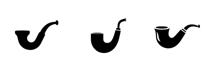 Poster - collection of three distinct pipe icons in a minimalist design showcasing varying shapes and styles,