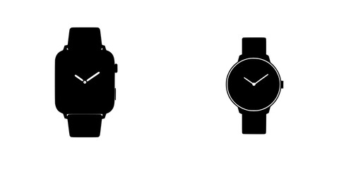 Poster - icon set featuring diverse watch designs showcasing modern and classic styles for digital interfaces