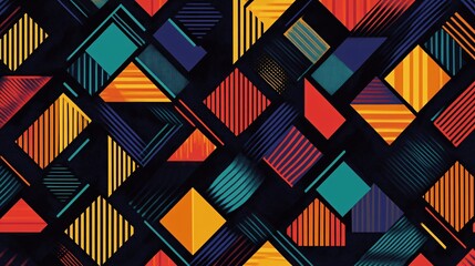 Aufkleber - Abstract geometric background repeating with colorful squares and stripes