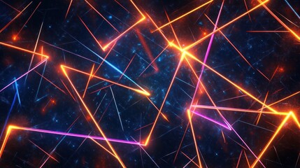 Poster - glowing neon lines abstract background