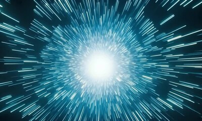 Poster - Abstract perspective of flying through shimmering stars bursting from glowing center made with Generative AI technology