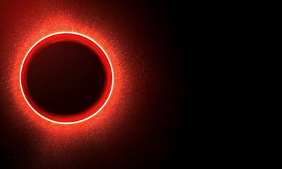 Poster - Animated glowing red neon ring on dark backdrop made with Generative AI technology