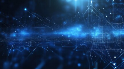 Poster - glowing blue network lines abstract background
