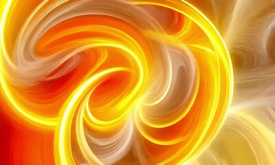 Poster - Bright glowing rings in golden orange tones with rich texture made with Generative AI technology