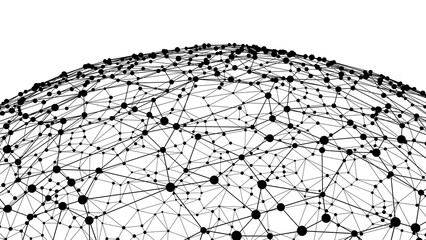 Fototapete - Technology abstract shape. Dots connected by lines. Minimalist mesh sphere. Abstract polygonal shape.